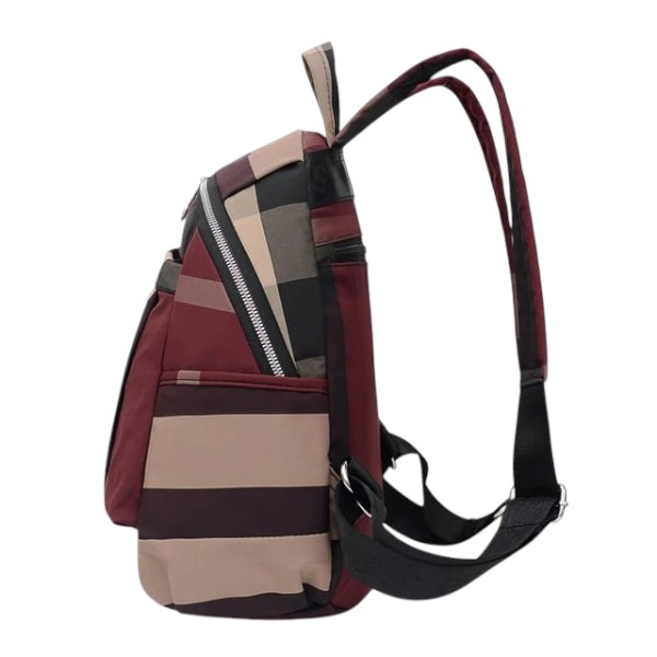 Nylon Backpack Durable Waterproof Casual Shoulder Bag (Wine Red)