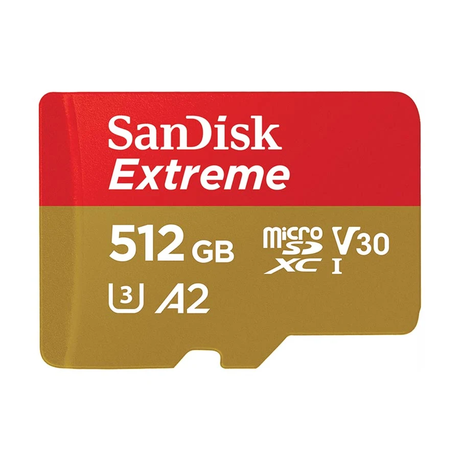 SanDisk Extreme 512GB MicroSDXC UHS-I U3 Class 10 V30 A2 Memory Card