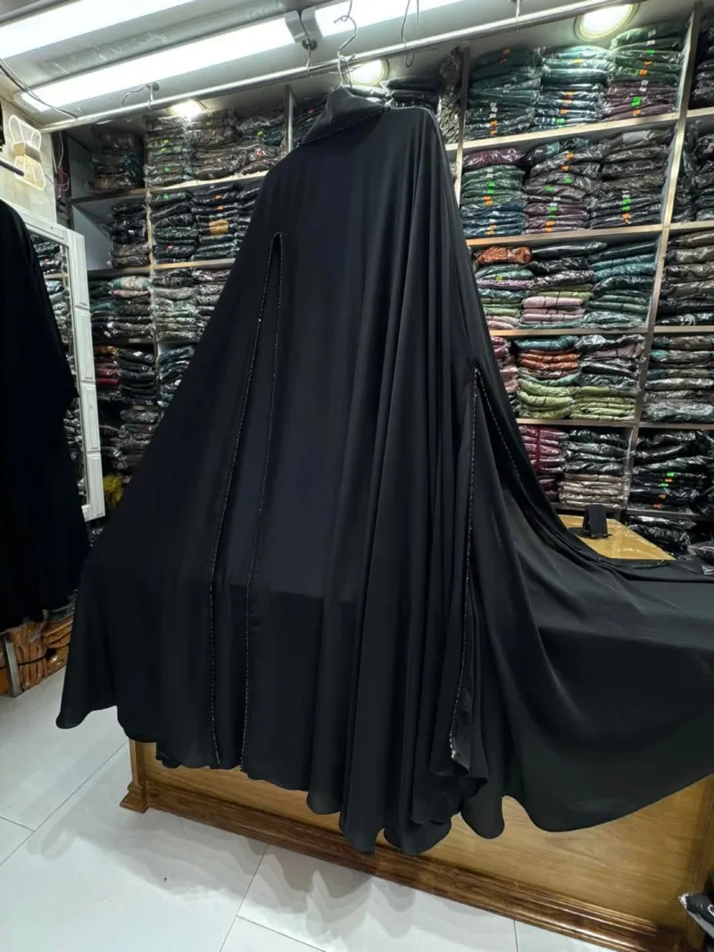 Abaya Full Set with Lace Work, Koti and Hijab, Body 36 to 46