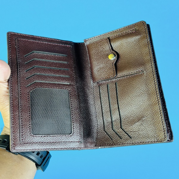 Men’s Stylish Long Leather Wallet – Brown Color