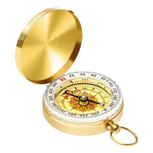 Cimiva Compass Pocket Watch Style Brass Clamshell Outdoor Northward Arrow Portable-Gold