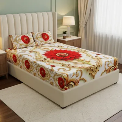 Water Proof China Premium 3D Design Bed Sheet King Size (7.8ft/6.8ft)
