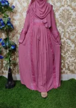 Embroidery and Stone Work Koti Borka with Hijab