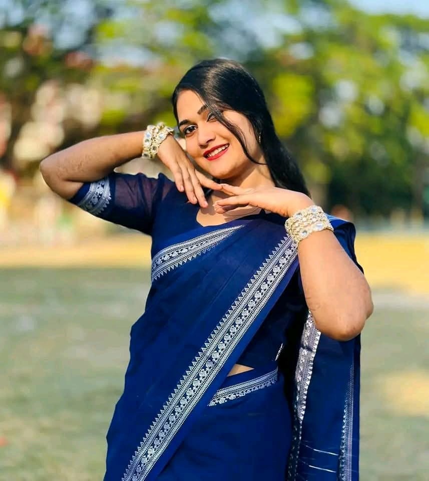 Nokshi Paar Cotton Saree with Separate Blouse Piece, 4 Colours