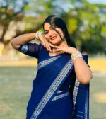 Nokshi Paar Cotton Saree with Separate Blouse Piece, 4 Colours