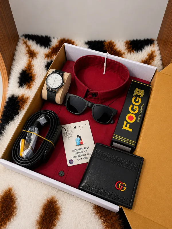 Men's Shirt Combo Gift Package in a Box, Mixed Cotton, 6 Colours