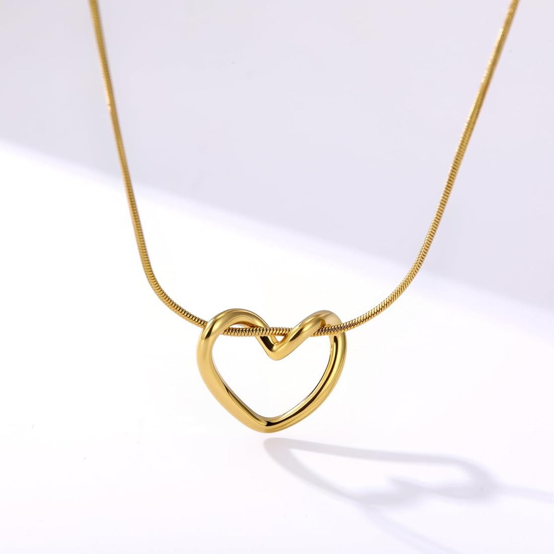 Minimalist Twisted Open-Heart Pendant Necklace