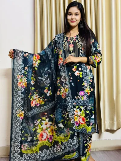 Women's DTX Fabric Digital Print Three Piece, Sizes 38 to 44