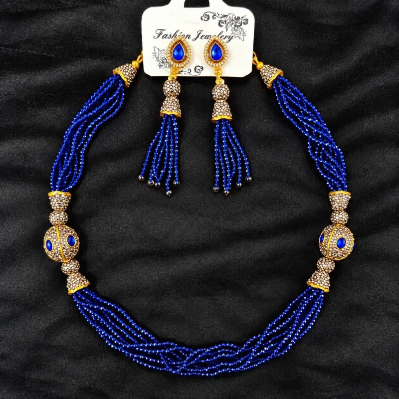 Premium Turkish Crystal & Antique Ball Necklace Set