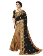 Georgette Saree with Full Body Embroidery and Blouse Piece