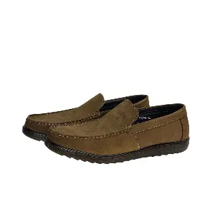 26059-Coffee Premium Leather Slip-on Lightweight Casual Loafers
