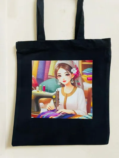Printed Canvas Tote Bag for College and Shopping, 6 Colours