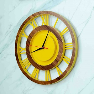Amber Halo – Yellow Acrylic Wall Clock (14″ x 14″)