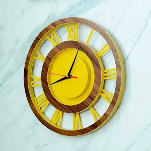 Amber Halo – Yellow Acrylic Wall Clock (14″ x 14″)