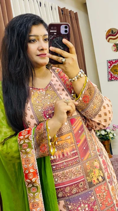 Georgette Digital Print Three Piece with Mirror Work, M to XL