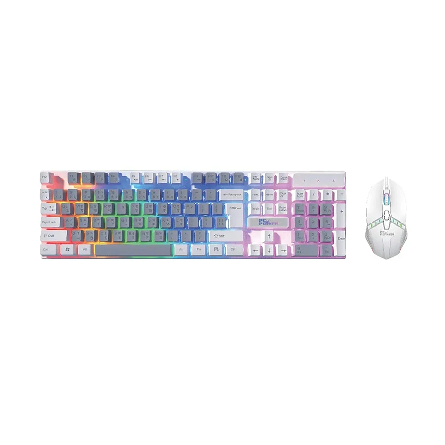 PC Power KM02G Gray & White Bangla Gaming Keyboard & Mouse Combo