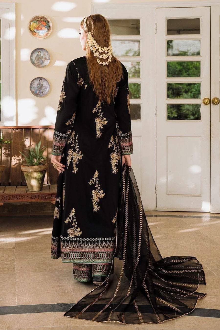 Women's AC Cotton Afsan Print Three Piece with Organza Orna