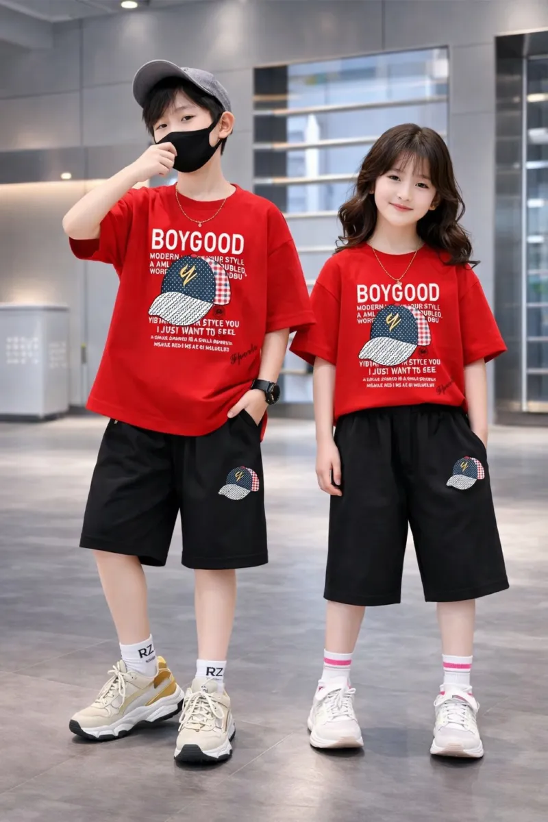 Kids' Drop Shoulder Printed T-Shirt and Pant Set, 2 to 5 Years
