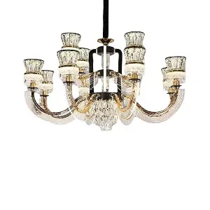 Qulik Modern Nordic Crystal Chandelier Decoration Pendant Hanging two layer 3 color LED Ceiling Light (QL-601-8-4)