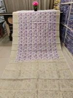 Half Silk Saree with Skin Print Work, No Blouse Piece