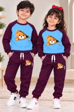 Boys' and Girls' Brushed Cotton Sweatshirt Set, 300 GSM, 3 Colours