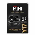 HnB Y17 Mini True Wireless Earbuds – Ultra-Compact In-Ear TWS with Matte Black Finish, Digital LED Battery Display & 20H Playtime