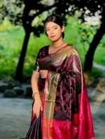 Banarasi Katan Silk Saree with Zari Work and Blouse Piece