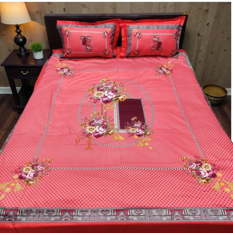 Panel Cotton Bedsheet 8 x 7 Feet with Stitched Pillow Covers