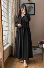 Georgette Two Piece Smocked Gown Set, Free Size up to 42