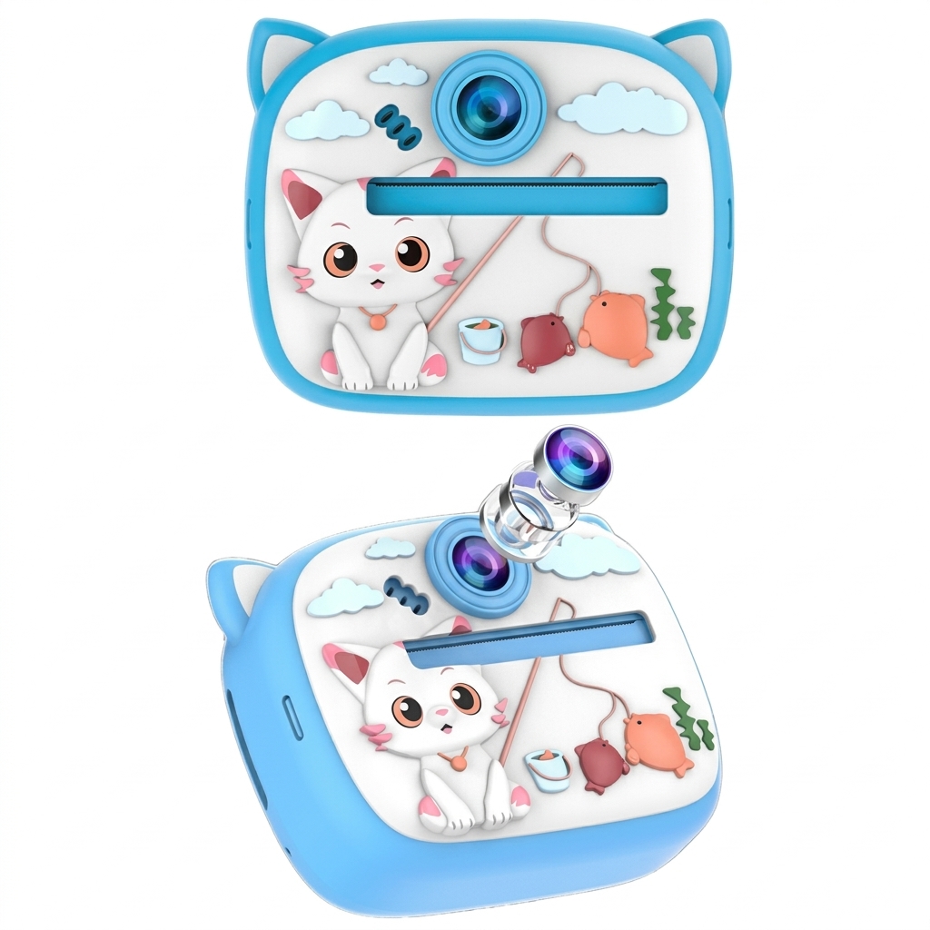 Kids Instant Print Camera with Thermal Printer - Cute Cat Design