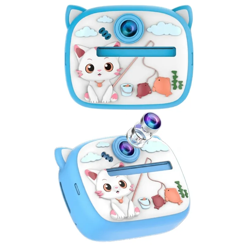 Kids Instant Print Camera with Thermal Printer - Cute Cat Design