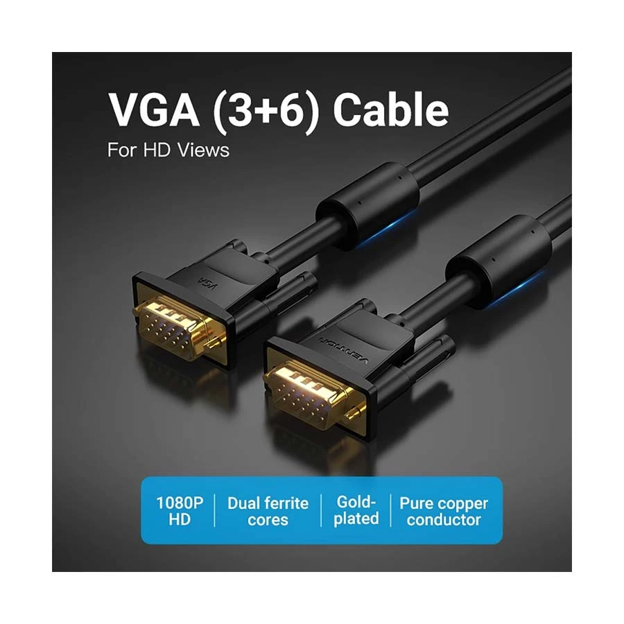 Vention DAEBJ VGA Male to Male 5 Meter Cable Black