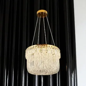Qulik Modern Crystal Chandelier Decorative Pendant Hanging single layer 3 color LED Ceiling Light (QL-S691-400)