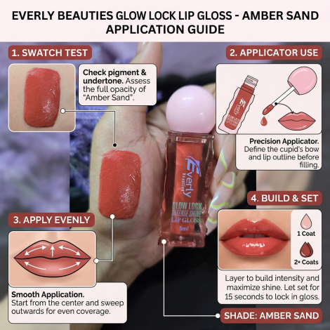 Everly Beauties Glow Lock Intense Shine Lip Gloss - Amber Sand (China)