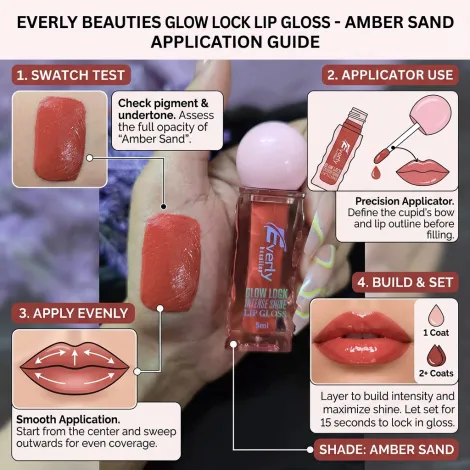 Everly Beauties Glow Lock Intense Shine Lip Gloss - Amber Sand (China)