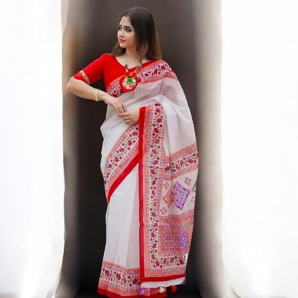 High quality half silk saree with blouse piece