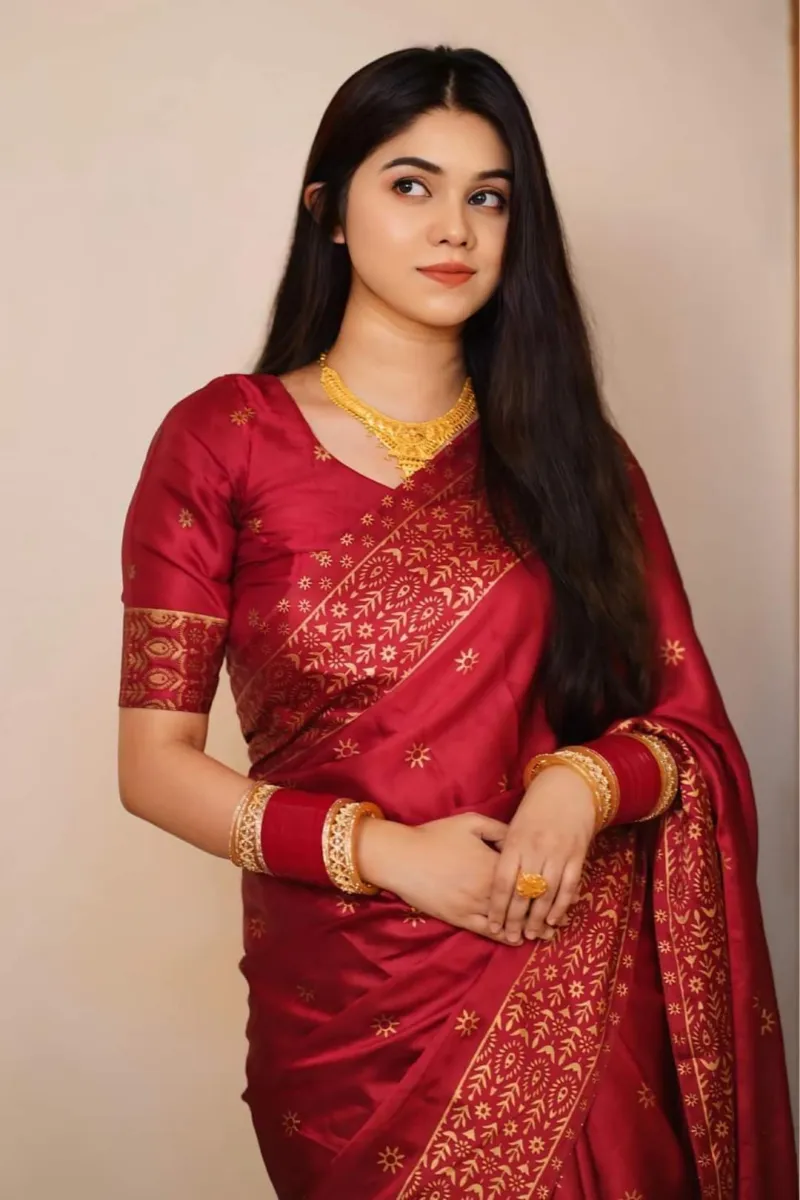 Skin Print Silk Saree with Blouse Piece, 4 Colours