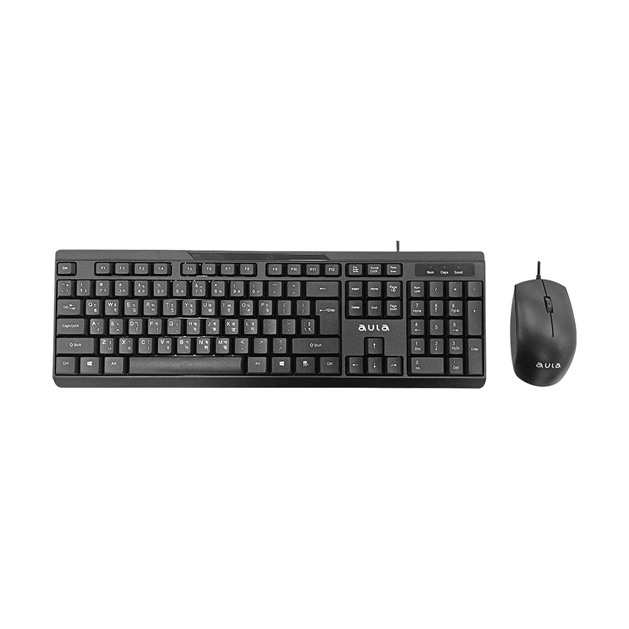 Aula AC101 Wired Keyboard & Mouse Combo with Bangla Black