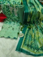 Pure Cotton Digital Print Three Piece with Namazi Orna