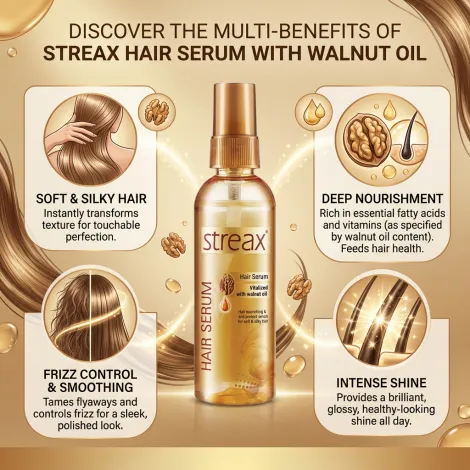 Streax Vitalized With Walnut Oil Hair Serum 55ml (Bangladesh)