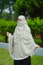 Long Cotton Hijab with Niqab, Viscose Cotton, Back 50 Inch