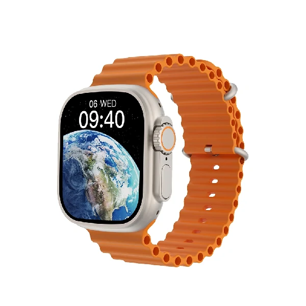 WiWU SW01 Ultra Max Wireless bluetooth Calling Smart Watch with Big Size screen + 2 Strap – Orange Color