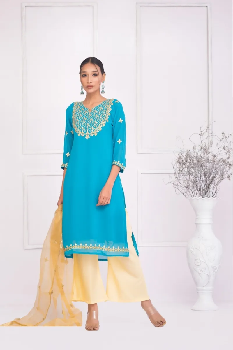 Semi-Stitched Weightless Georgette Three Piece, Up to 54, 6 Colours