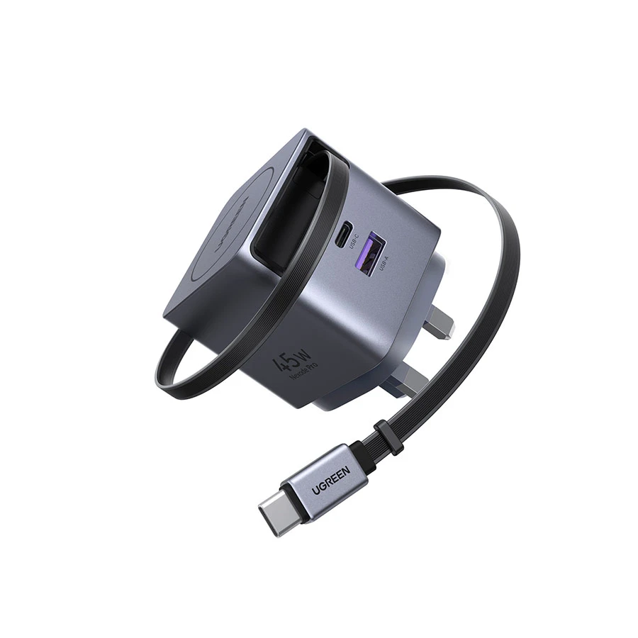 UGREEN Nexode Pro X614 45W GaN Charger, Retractable USB-C Cable (UK)