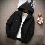 Men's Bonded Fabric Hoodie with Waterproof Zipper, 260 GSM