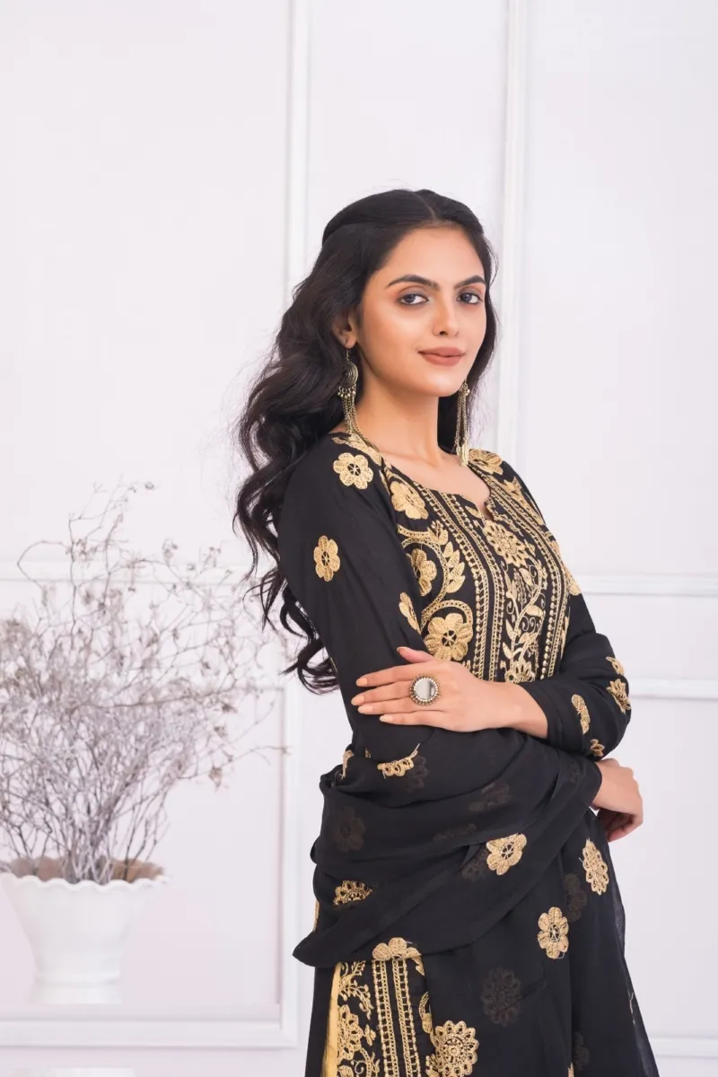 Semi-Stitched Pure AC Cotton Three Piece with Embroidery
