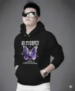 DTF Printed Drop Shoulder Cotton Hoodie, Chest 40 to 46 Inch