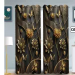 2 Piece 3D Print Premium curtain