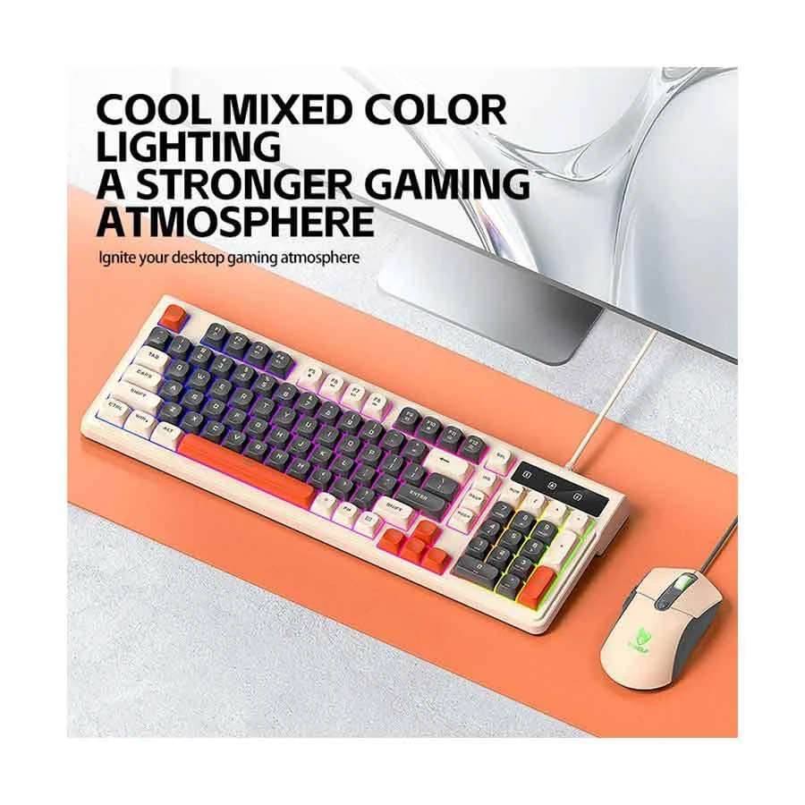 T-Wolf TF330 Milk Tea Wired Gaming Keyboard & Mouse Combo