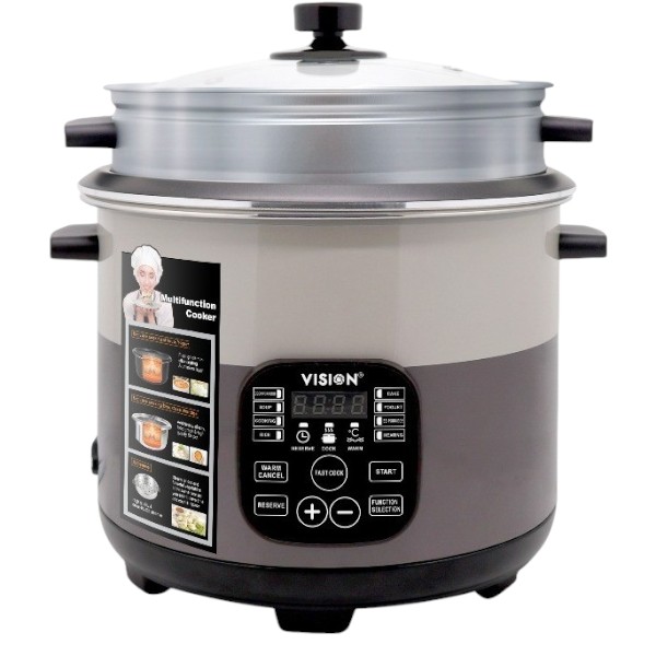 VISION 1100W MC-3.0 Liter Stainless Still Smart Rice Cooker with Thermal Safety Fuse- Double Pot